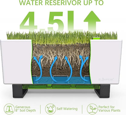 Glowpear Self-Watering Mini Bench Planter - 23.6" in Pot, Free Standing, UV Stable, Scalable, Indoor | Outdoor Pot with Water Gauge, for Home Kitchen Windowsill Gardening