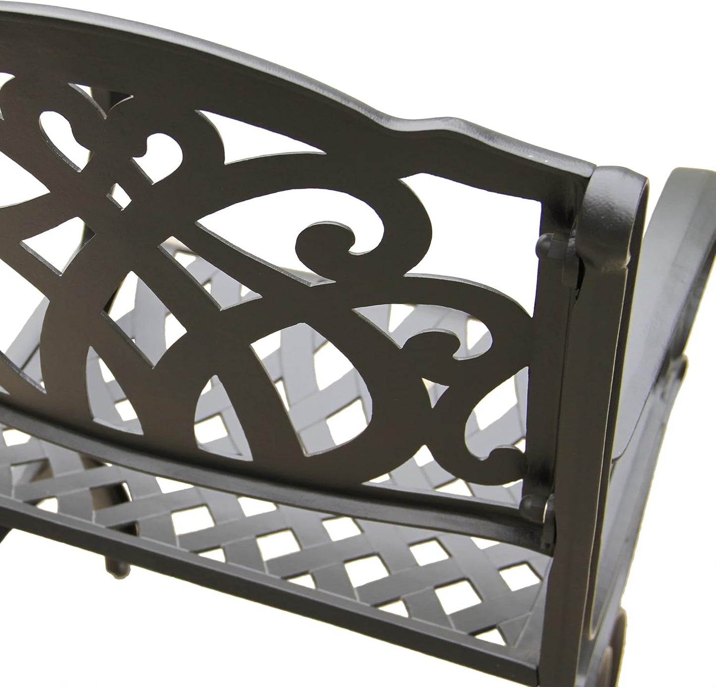 Ornate Traditional Outdoor Cast Aluminum Black Patio Dining Chair