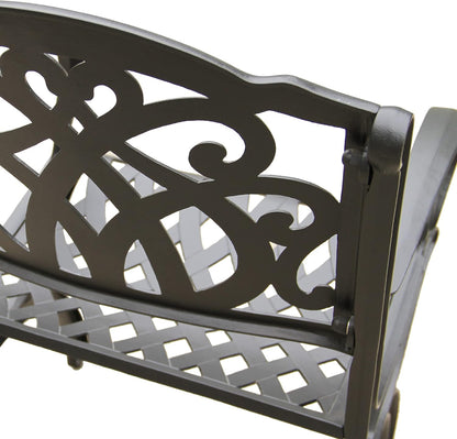 Ornate Traditional Outdoor Cast Aluminum Black Patio Dining Chair