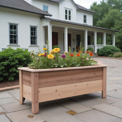 Handmade Custom Heavy Duty Rectangular Raised Cedar Wood Garden Planter Box – 46", 36", 24" – Indoor/Outdoor Farmhouse Style for Flowers & Vegetables – Made in USA (24" L x 15.5" W x 16.5" H)