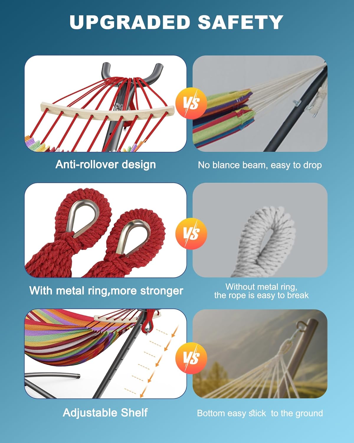 Double Hammock with Heavy-Duty Steel Stand,Portable,Easy Assembly,600lbs Weight Capacity,Suit for Indoor,Yard,Camping,or Outdoor