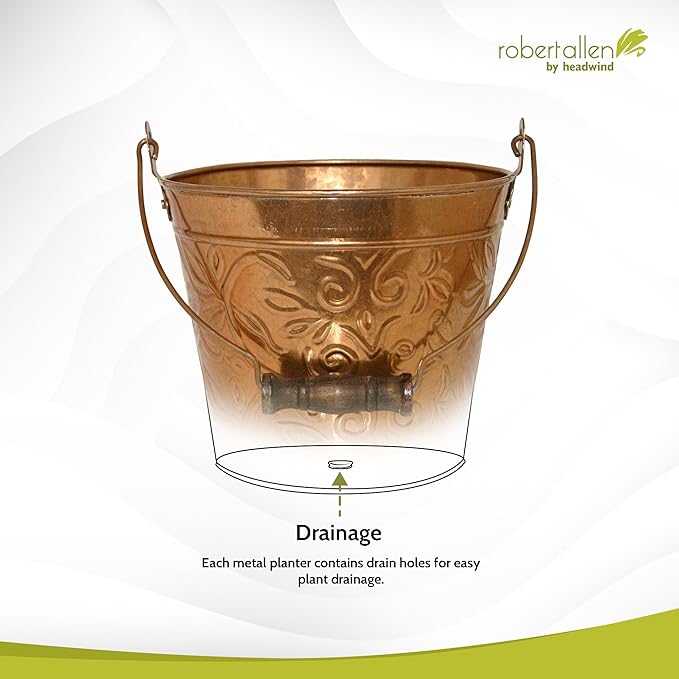 Headwind Vintage Collection - Floral New Penny Planter with Handles – 8 Inch Medium Flower Pots Decorative Plant Indoor – Plant Pots Indoor with Drainage by Robert Allen