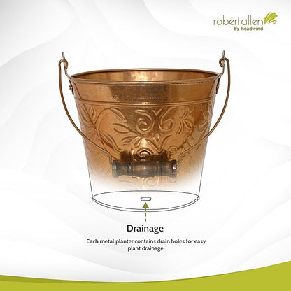 Headwind Vintage Collection - Floral New Penny Planter with Handles – 8 Inch Medium Flower Pots Decorative Plant Indoor – Plant Pots Indoor with Drainage by Robert Allen