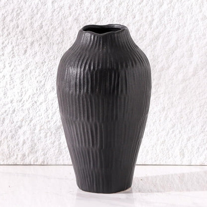 Elegant Black Ceramic Vase - Modern Minimalist Home Decor Vase, Centerpiece for Living Room, Dining Table, Office - 11.6 Inches Tall, Handcrafted Pottery for Farmhouse, Boho, Contemporary Style