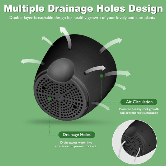 6 Inch Orchid Pots with Holes, 2 Pack Self Watering Planters for Orchids Plastic Orchid Pot Plant Flower Pots for Orchids Indoor Outdoor (Black)