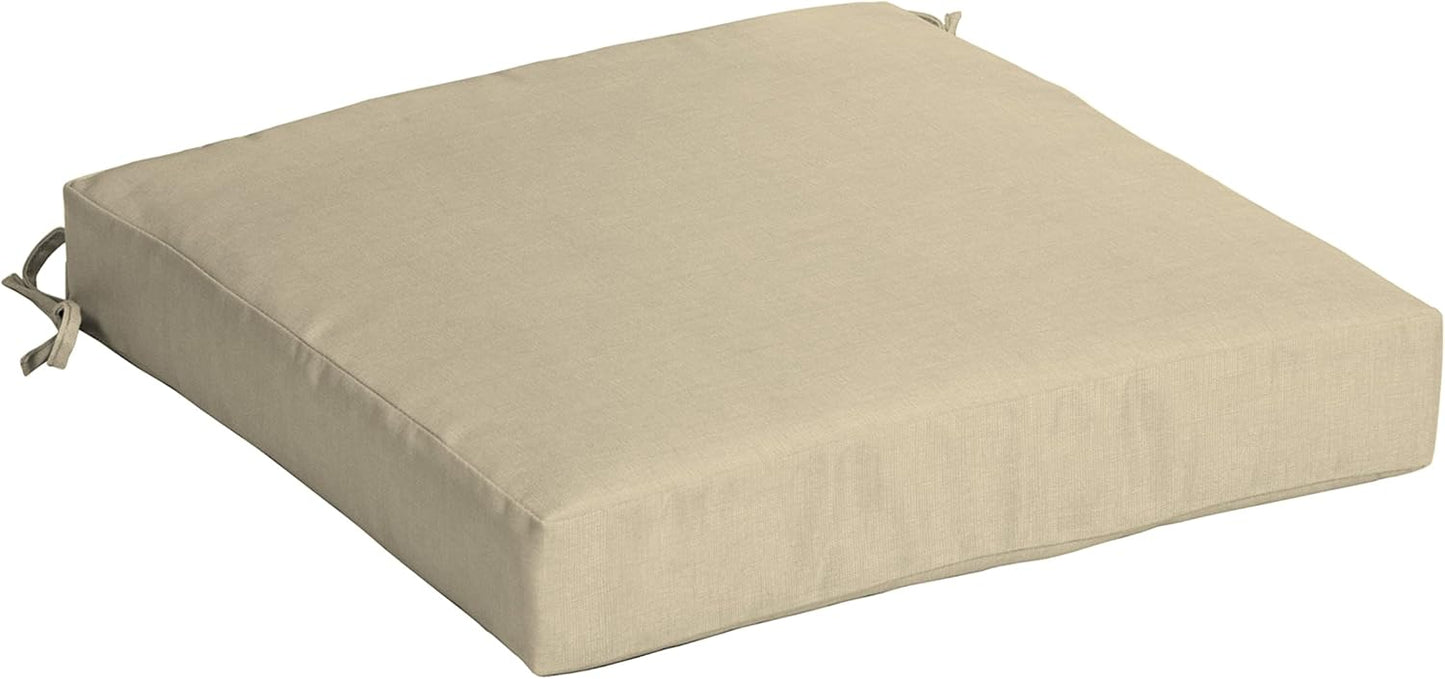 Arden Seat Cushion, 21 x 21, Rain-Proof, Fade Resistant, Cushion for Patio Dining, Adirondack, and Outdoor Chairs Tan Leala
