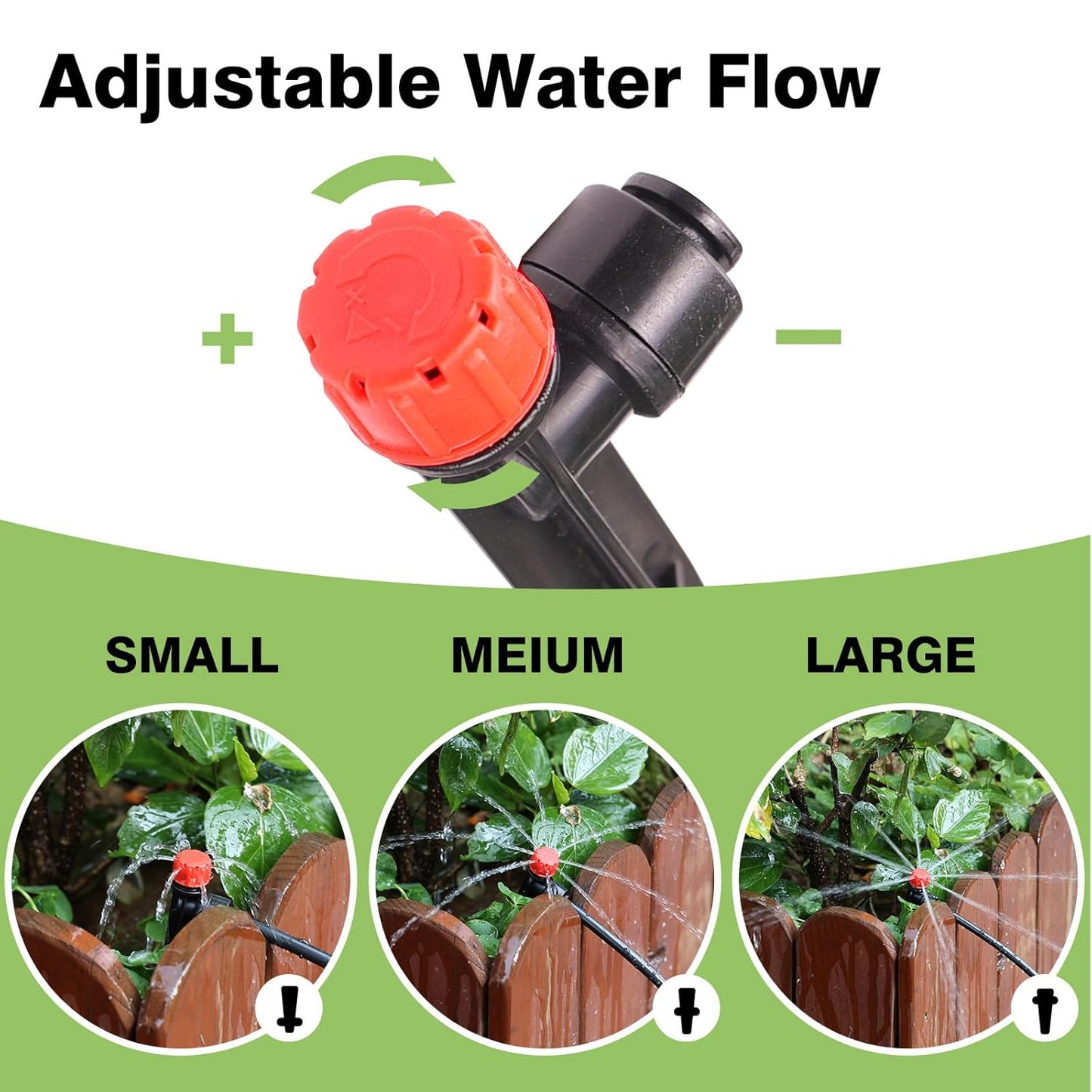 32 Pack New Easy-Connect Drip Emitters Sprays for 1/4" Drip Irrigation Tubing (16 Pcs Quick-Connect Emitters Vortex+16 Pcs Quick-Connect Emitters Stream)