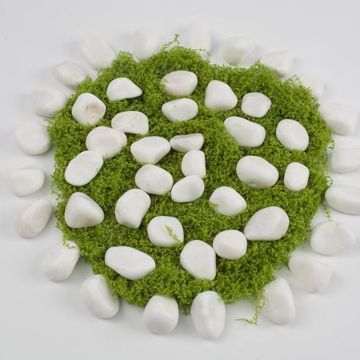20 lbs White Polished Garden Stones, 0.5-1 Inch Decorative Rocks for Landscaping, Pathways, Yard Borders, Pots, Aquarium Decoration, and DIY Craft Projects (Pure White, Weight: 20 LB)