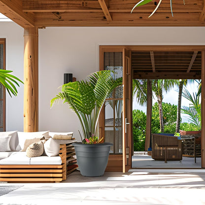 Large Plastic Pots for Plants, 16 Inch Planters for Outdoor Plants, Durable and Lightweight Flower Pots, Large Outdoor Planters(Pack of 3, Gray)