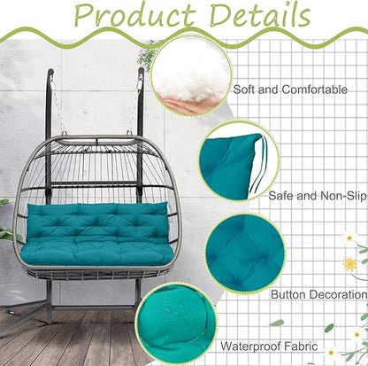 Replacement Cushions for Outdoor Swing, Outdoor Cushions for Patio Furniture with Backrest, Waterproof Thicken 4" porch swing cushions, for Outdoor Patio Garden Furniture(Lake blue 40 * 47 in)