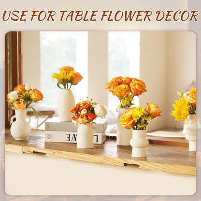 Ceramic Vase for Decor, White Boho Ceramic Vase in Bulk Small Boho Vases Set for Home Modern Minimalist Farmhouse Decoration White Bud Vases for Shelf Decor, Table, Bookshelf (Set of 9)