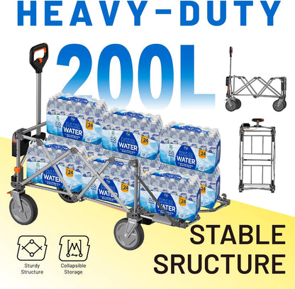 Litheli Electric Wagon Cart with Battery Power, All-Terrain Wheels & Variable Speed | 200L Capacity, 300 lbs Heavy-Duty Utility Wagon for Camping Gear, Beach Trips, Garden Tools & Shopping Hauls