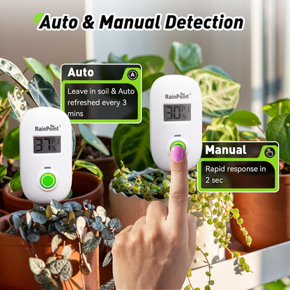 RAINPOINT Smart Digital Wireless Plant Moisture Meter Houseplant Indoor,WiFi Hub Needed,Capacitive Probe,Leave-in Soil Hygrometer Sensor,Real-time Monitor Humidity Tester Outdoor Gardening