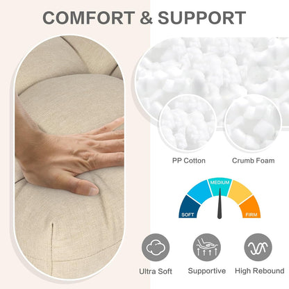 Aoodor 19" x 19" x 5" Tufted Outdoor Chair Cushions, Water Resistant & Fade Resistant Polyester Dining Chair Pads with 2 Straps for Patio Furniture, Set of 2