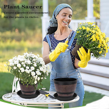 6 Pack Plant Saucers for Indoors, 4 5 6 7 8 9 10 11 12 13 15 17 19 inch Plant Water Catcher Tray, Heavy Sturdy Plant Drainage Tray for Indoors, Flower Saucers for Nursery Pots (5", Black)