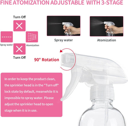 HOMBYS 8 Oz Empty Clear Glass Spray Bottles with Silicone Sleeve Protection Refillable Containers for Cleaning Solutions, Essential Oils, Misting Plants - Quality Sprayer - 1 Pack Boston Bottles