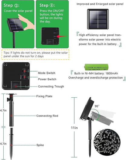 2 Pack Super Long Solar Christmas Lights Outdoor Waterproof, 400 LED 144FT Solar String Lights with Green Wire 8 Lighting Modes, Mini Led Twinkle Light for Xmas Tree Fence Yard Party Decor, Warm White