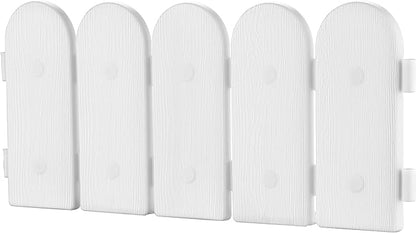 Evelyne Garden Border Edging: Wooden Fence Design - 8pcs White Yard Landscaping Fence Liner Lawn Edge Barrier - 10ft Kit of Decorative Lawn Landscape Panels Elements -Landscaping Edging-GMT-10374-D08