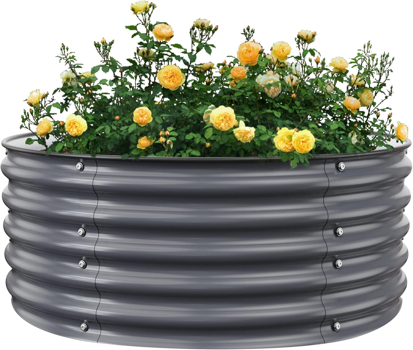 Round Raised Garden Beds, 42''x42''x17''Outdoor Galvanized Garden Planter Box for Vegetable Fruits Flower Herb (Deep Grey)