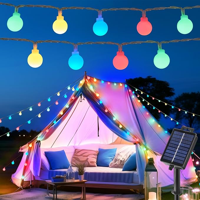 Brightown Solar Lights Outdoor Waterproof, 19.6Ft 60 LED Globe Solar String Lights for Outside, 8 Modes Outdoor Solar Lights for Yard Balcony Patio Tree Canopy Party (Multicolor)