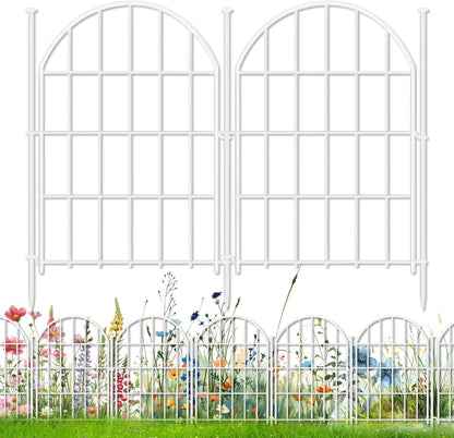 26 Pack Decorative Garden Fence, 17in X 28ft Arched No Dig Fence Border, Garden Edging Border, Rustproof Metal Animal Barrier with Ground Stake for Dog, Rabbit, Outdoor Yard Patio Decor, White