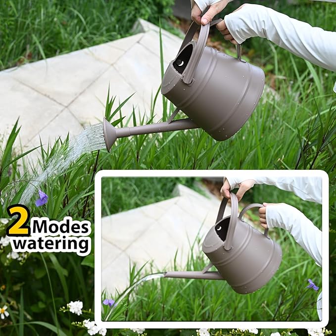 1 Gallon Watering Can for Plants, Watering Cans for Indoor&Outdoor Gardening, Water Can with Ergonomic Movable Handle (Brown)