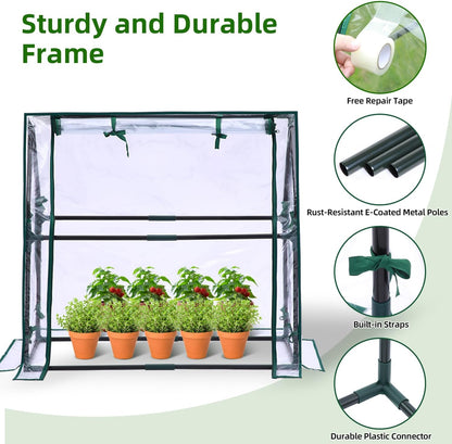 Mini Greenhouse for Indoor Outdoor: Ohuhu Tabletop Portable Green House with Waterproof Pad for Small Plants Nursery Germination, 36"x18"x33" Heavy-Duty Cover Tent Humidity Dome Seedling Accessory