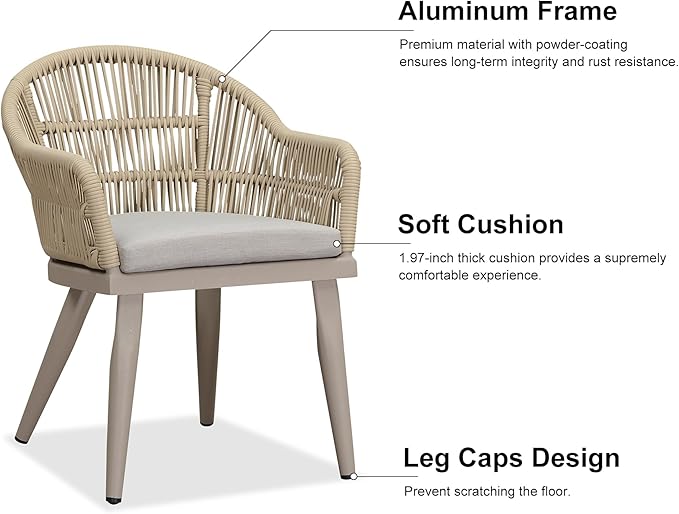 PURPLE LEAF 9 Pieces Outdoor Dining Set with Patio Aluminium Dining Table and Woven Rattan Chairs Modern Metal Furniture Cushions Sets for Garden Yard Indoor Kitchen Champagne