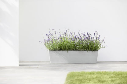 Ecopots Modern Recycled Bruges Plastic Indoor/Outdoor Rectangular Flower Pot Planter, White Grey, 21.5"