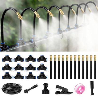360° Adjustable Drip Irrigation System - 66FT Garden Watering System with 20 Nozzles, Garden Irrigation System, Greenhouse Accessories, Atomizing System for Yard, Lawn, Plants, 5/16 inch Hose (66FT)