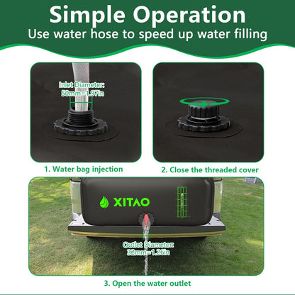 XITAO 63Gal Water Storage Bladder w/Water Level Indicator, Large Capacity Foldable Water Storage Containers, Portable Emergency Water Tank Water Bag for RVs, Fire Prevention, Irrigation