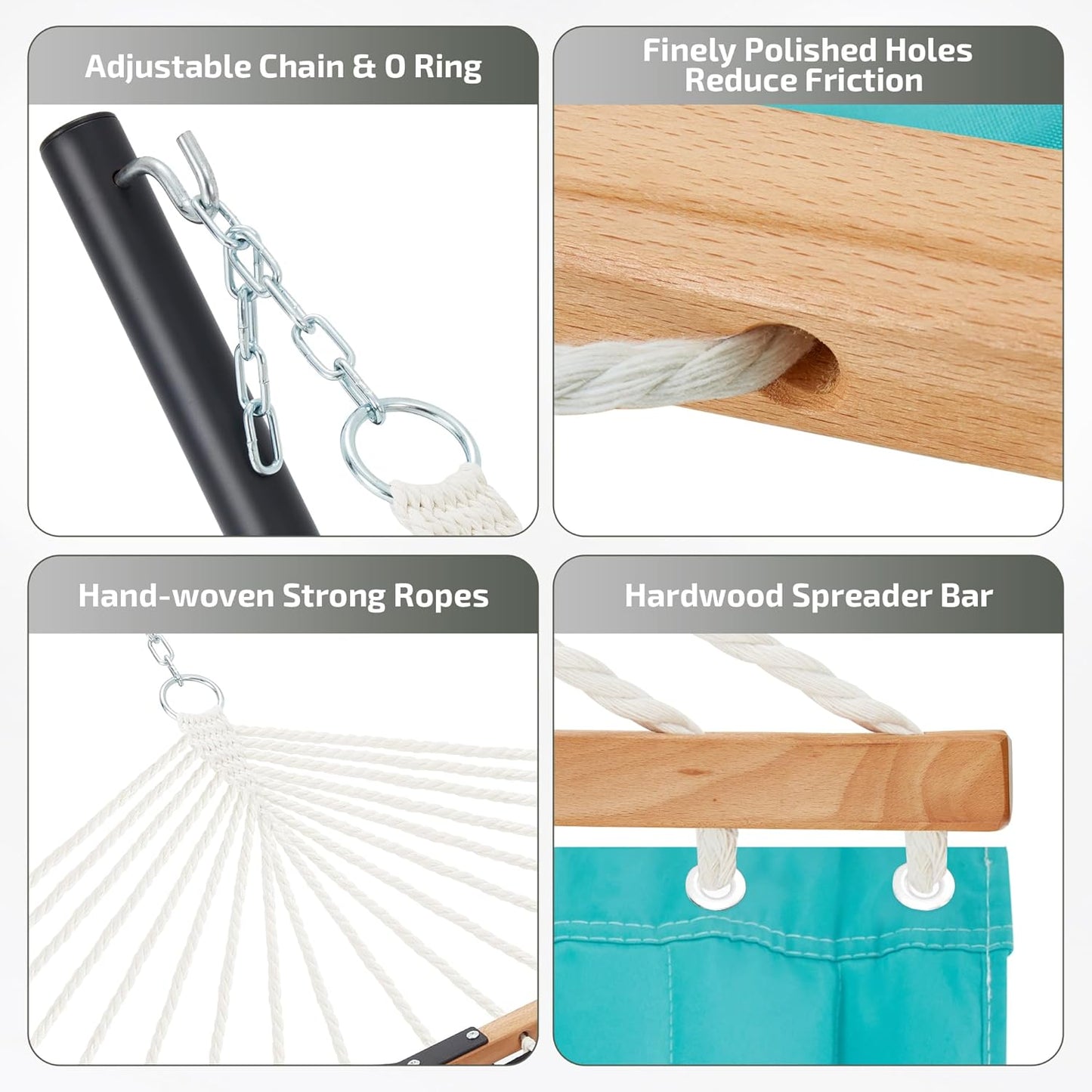 Two Person Hammock with Stand Heavy Duty, Outdoor Patio Hammock with Portable Steel Stand, Large Double Hammocks,480lbs Capacity.(Aruba)