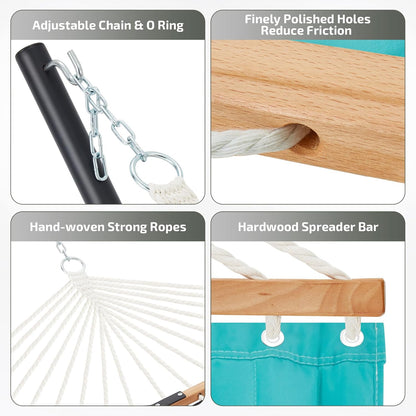 Two Person Hammock with Stand Heavy Duty, Outdoor Patio Hammock with Portable Steel Stand, Large Double Hammocks,480lbs Capacity.(Aruba)