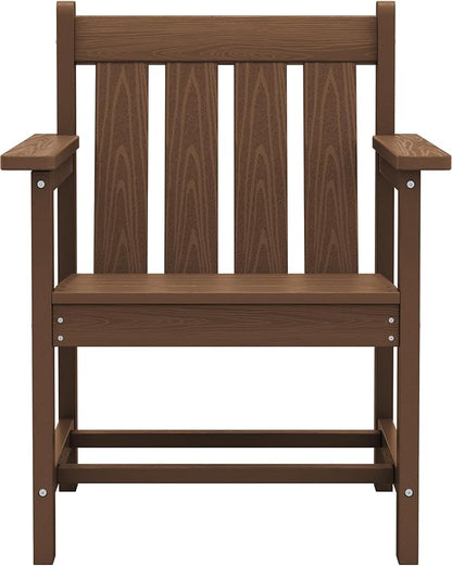 SERWALL 3 Pieces Patio Bistro Set, All Weather Adirondack Chair Set with Side Table, HDPE Material Outdoor Patio Furniture Set for Balcony, Porch, Garden, Backyard- Brown