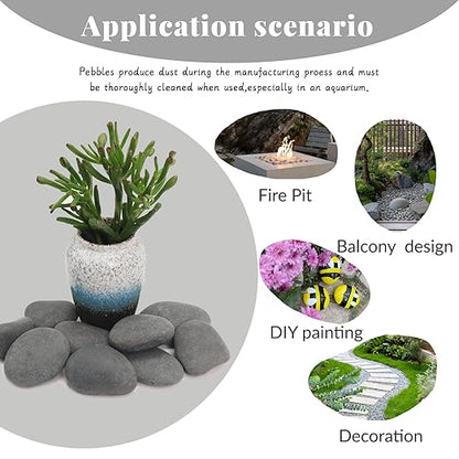 20LB Black Stones Pebbles River Rocks, Natural Beach Pebbles, 3-5" Garden Decorative Stones-3-5 Large Plant Rocks,Ideal for Aquarium, Home Decor