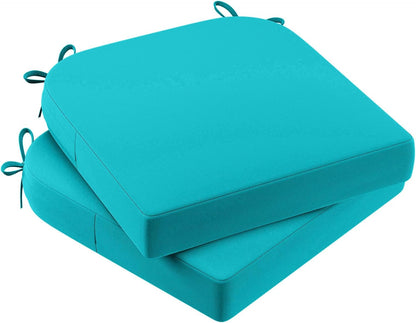 AAAAAcessories Outdoor Seat Cushions for Chairs, Waterproof, Fade-Resistant Patio Furniture Replacement Cushions, 17" x 16" x 2", Set of 2, Turquoise