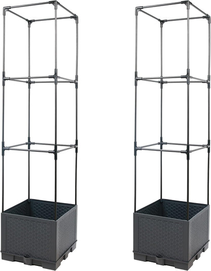 Sunnyglade 2 Pcs Raised Garden Bed Planter Box with Trellis, 44” Tomato Trellis Planter for Various Vine Climbing Plants Vegetables Detachable Frame for Outdoor Indoor Terrace