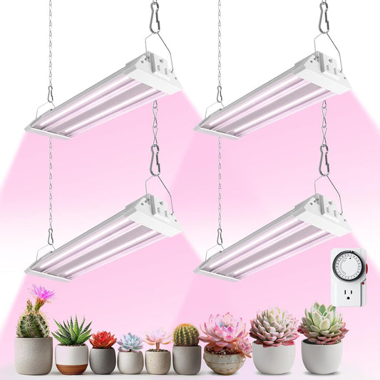 Barrina TX18 1FT Grow Light for Indoor Plants, 72W(4 x 18W, 360W Equivalent), High PPFD, Full Spectrum, Mechanical Timer, Grow Lights for Seed Starting, Vegetable with On/Off Switch, Linkable, 4 Packs