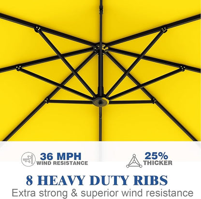 Outdoor Patio Umbrella with Sand Bag Included, 11 FT Deluxe Curvy Cantilever Umbrella Offset Hanging Umbrella with 360° Rotation for Market, Pool, Garden, Backyard, Deck