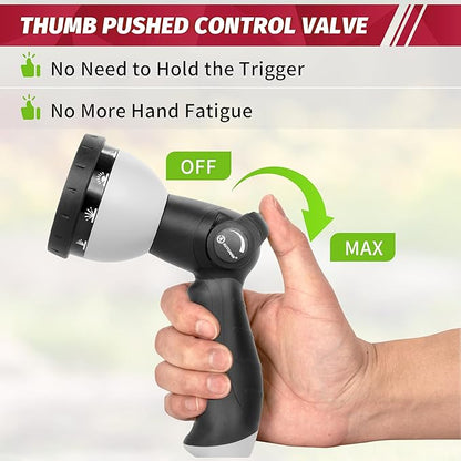 AUTOMAN Garden Hose Nozzle - 10 Adjustable Spray Patterns, Thumb Flow Control Hose Sprayer, Water Hose Spray Nozzle for Plants Watering, Car Washing, Window Cleaning, Pets Bathing, Outdoor Fun, Black