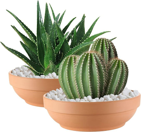 Terra Cotta Pots for Plants with Drainage Hole, 2 Pack Large Round Clay Flower Pots, 8.66" Clay Ceramic Pottery Planter Cactus Flower Pots