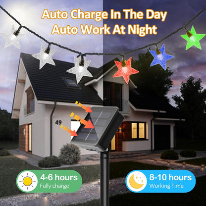 Twinkle Solar Star String Lights Outdoor Waterproof Fairy Lights 39FT 100 LED with 8 Lighting Modes for Camping Garden Wedding Party Tree Holidays Backyard Patio(Multicoloar)