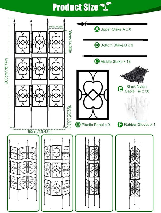 80" Garden Trellis for Climbing Plants, Kalolary Screen Plant Trellis Frame for Potted Plants Rustproof Plant Support Thicken Cucumber Trellis Grow Support for Vines Flowers Vegetable Indoor Outdoor
