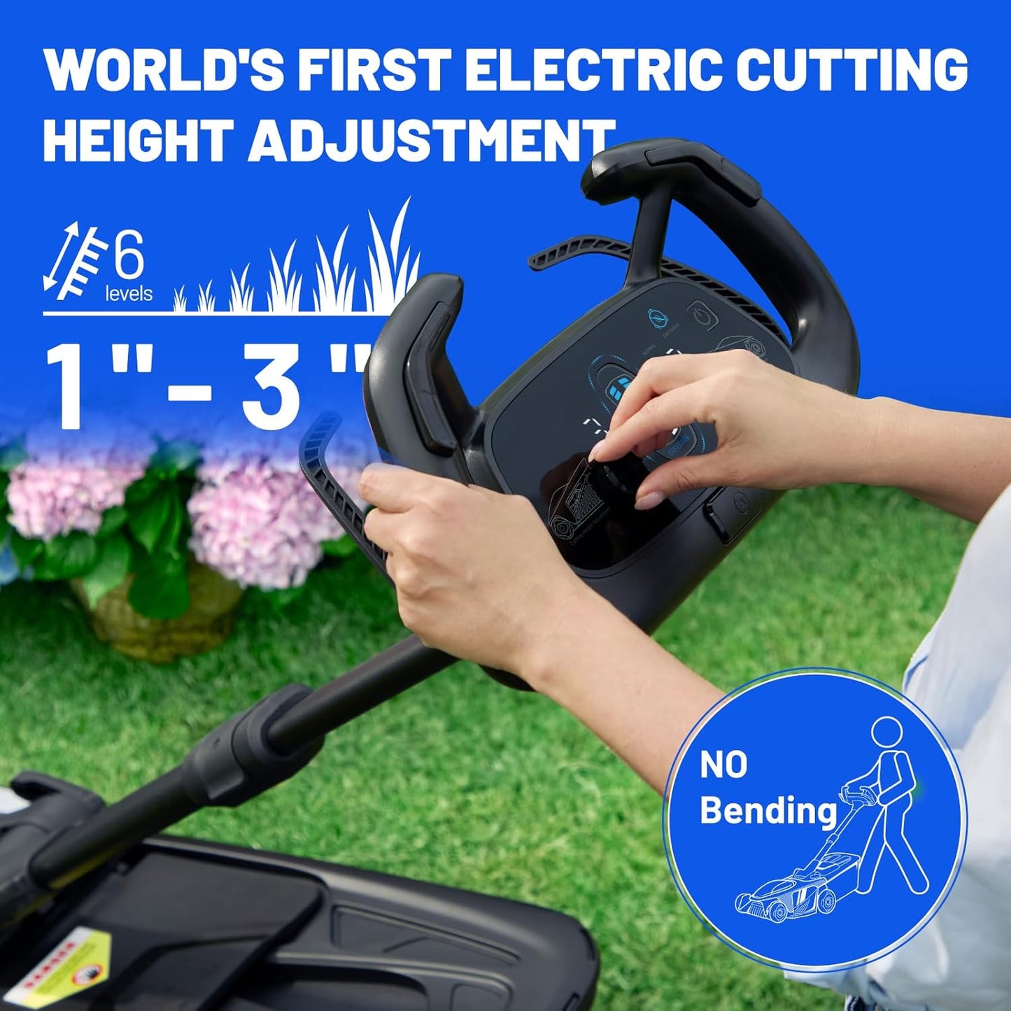 Electric Lawn Mower, Self-propelled Lawn Mower Cordless 40V(2 * 20V) 18.5" Brushless Mower with Electric Cutting Height Adjustment, Higher Rotation Speed, 4 x 4.0Ah Battery and Rapid Charge Included