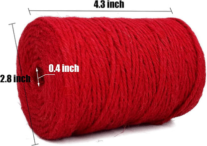 Leecogo Red 2.5mm Jute Twine 328 Feet Heavy Duty Garden Twine String for Arts Crafts and Decorative Festival Projects
