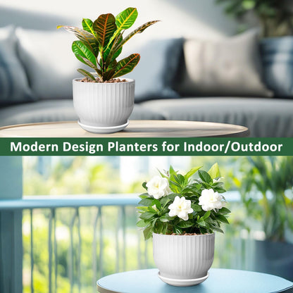 8 Inch Plant Pot,Ceramic Planter with Drainage and Saucer,Ceramic Pots for Plants,Indoor Plant pots,Ceramic Flower pots(Pure White, Plants NOT Included)