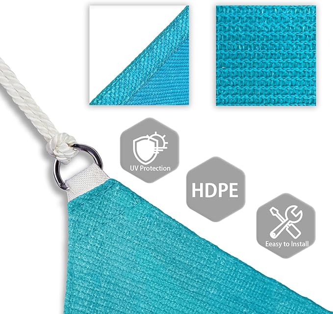 Patio Paradise 8' x 8' Sun Shade Sail Rectangle Canopy Patio Cover Sunlight Block Awning Heavy Duty Commercial Grade for Backyard Lawn Garden Outdoor Activities, Turquoise
