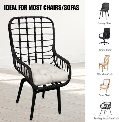 RACE LEAF Patio Chair Cushions 19x19 Inch 4 Pack, Thickened Outdoor Seat Cushions Water Resistant with Non-Slip Ties & Stain Resistant Tufted Design (Beige)