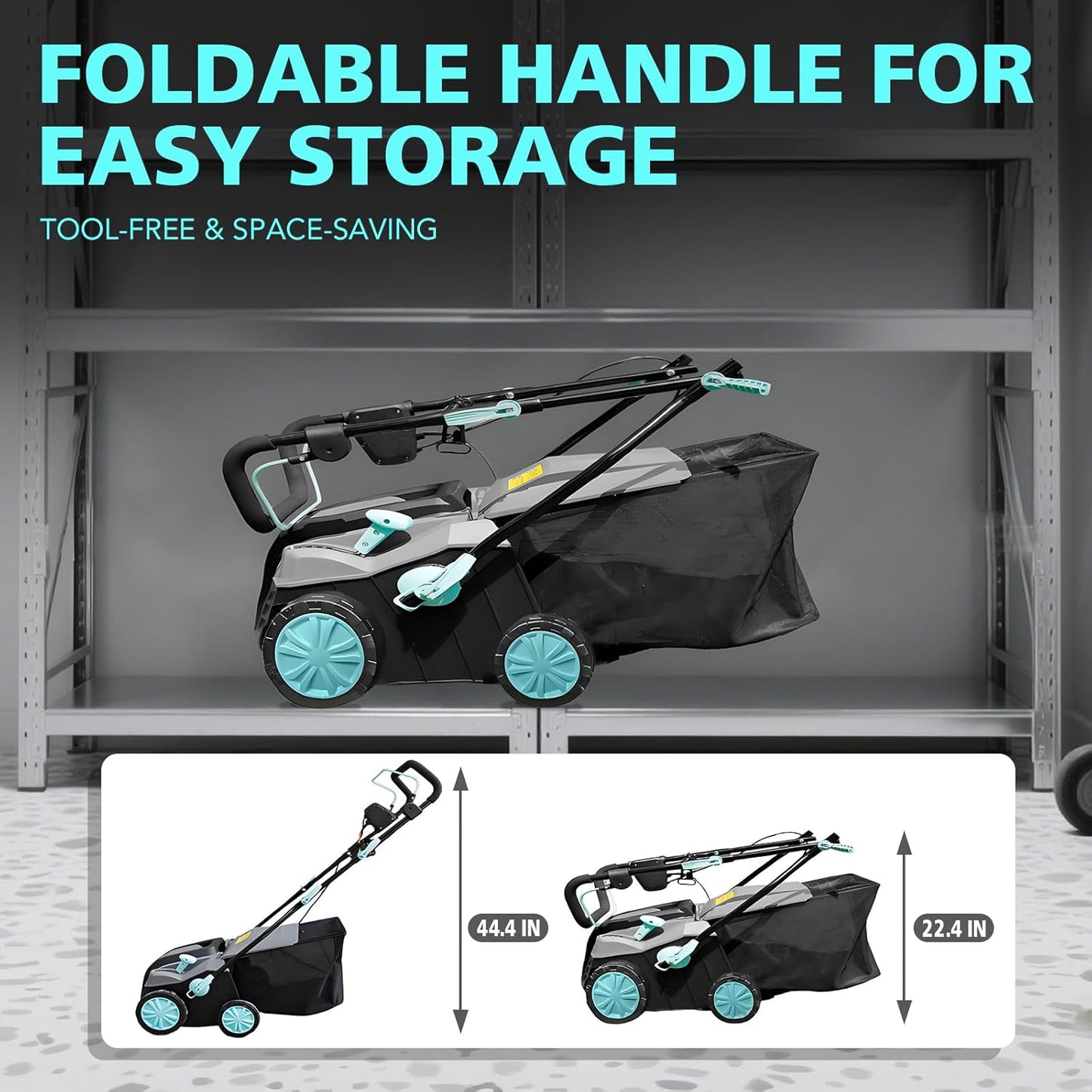 16-Inch 15-Amp 2-in-1 Electric Dethatcher and Lawn Scarifier with 14.5-Gallon Collection Bag, 5-Position Depth Adjustment, Lawn Care Machine for Thatch Removal and Grass Revitalization - XSS16D