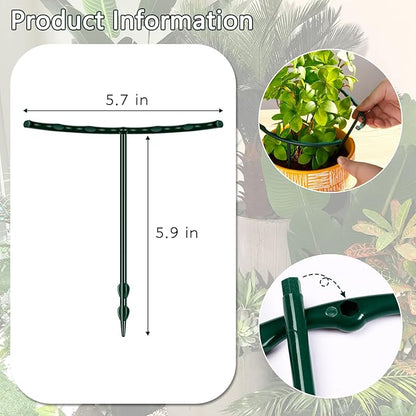 10 Pack Plant Support Plant Stakes Metal Half Round Search Support Ring Small Plastic Cage Holder Short Stem Flower Pot Climbing Trellis for House Flower Vegetable Indoor Leafy(5.7 x 5.9nch)